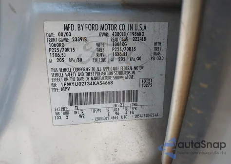 2004 Ford Escape Xls из США, поврежденный, VIN 1FMYU02134KA54668